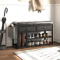 Functional Entryway Shoe Cabinet With Bench Top And Multiple Storage Shelves For Shoes