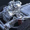 Automotive Chassis Structure Featuring Battery Pack Suspension And Off Road Tires
