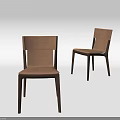 Modern Dining Chairs With Brown Leather Seats And Dark Wooden Frames 3d model