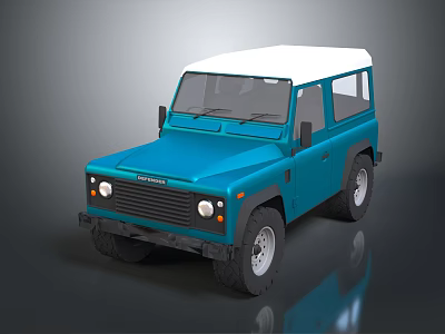 Blue Classic Off Road SUV With White Roof And Stylish Design 3d model
