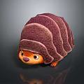 Cute Cartoon Armadillo Character With Textured Shell Orange Face And Claws