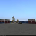 Yellow Industrial Equipment With Multi Level Steel Platforms And Metal Ladders At Container Site