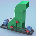 Green Industrial Crusher Machine With Electric Motor Red Wheels And Black Base