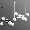 Modern Hanging Chandeliers With Black And White Frames And Sphere Bulbs 3d model
