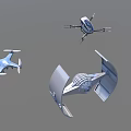 Futuristic Drones Including Small Blue And Manned Models With Advanced Tech Device 3d model