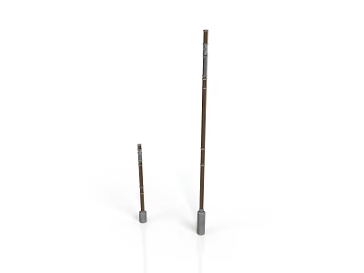 Large And Small Vertical Metal Rods Displayed On White Background 3d model