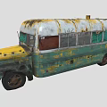 Old Rusty Bus With Faded Yellow And Green Paint And Number 142