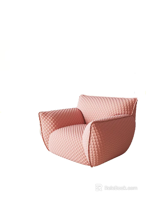 Modern Pink Single Sofa With Quilted Design For Living Room Interior 3d model