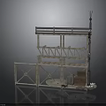 Industrial Metal Scene Structure With Multi tiered Platform Ladder And Storage Boxes