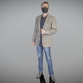 Casual suit men wearing masks men 3d model