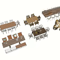 Various Modern Wooden Outdoor Tables with Matching Chairs for Patio Garden Settings