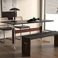 Middle Ancient Cream Dining Table and Chair Middle Ancient Dining Table and Chair 3d model