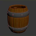 Wooden Barrel Household Item With Metal Hoops And Round Storage Design