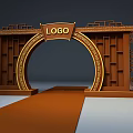 Chinese Style Carved Archway With LOGO Red Lanterns And Red Carpet