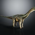 Realistic Dinosaur Model Featuring Spiked Back Long Neck Tail And Textured Skin On Dark Background