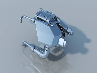 Modern Swing Door Hardware With Metal Mechanical Components And Silver Finish 3d model