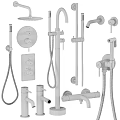 Modern Black Bathroom Faucets And Shower Heads With Control Panels