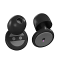 Black Wireless Earbuds With Sleek Circular Design For Comfortable Listening Experience 3d model