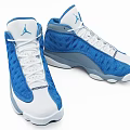 High Top Blue And White Sports Shoes With Mesh Texture Jumpman Logo And Sporty Design