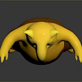 Yellow Plump Cartoon Character With Open Arms Big Mouth And Orange Belly