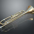 Elegant Golden Trombone As Household Musical Instrument With Shiny Reflective Finish