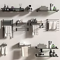 Modern Bathroom Accessories with Wall Mounted Shelves Towel Racks and Toiletries Organizer