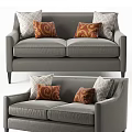 Stylish Gray Two Seater Sofa With Decorative Patterned Pillows And Soft Upholstery 3d model