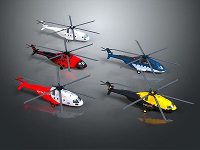 Modern Helicopter Civil Helicopter Homemade Helicopter 3d model