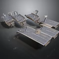 Wooden Platform Structures With Support Posts And Multiple Deck Sections