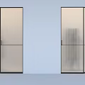 Modern Sliding Doors with Vertical Stripe Glass and Black Frame in Interior Design