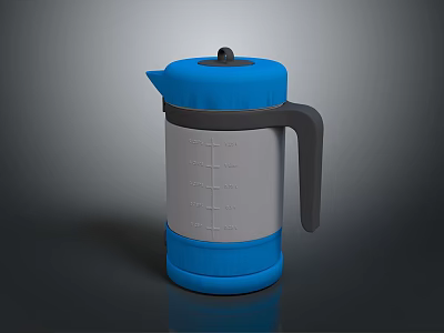 Daily Electrical Appliance Blue Thermos Flask With Transparent Measuring Scale And Gray Handle 3d model