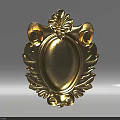 Golden Ornate Carved Decoration With Leaf Motifs Scrolls Floral Top And Oval Center