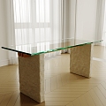 Dining Table Stone Table Glass Table Acrylic Table Log Dining Table Solid Wood Dining Table Dining Table Chair Combination Quiet Style Table Office Table 3d model