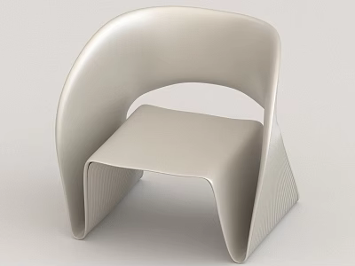 Modern Light Colored Single Sofa With Curved Backrest And Unique Structure 3d model