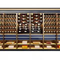 Elegant Wine Cabinet With Multiple Shelves Storing Abundant Wine Bottles And Cigar Boxes