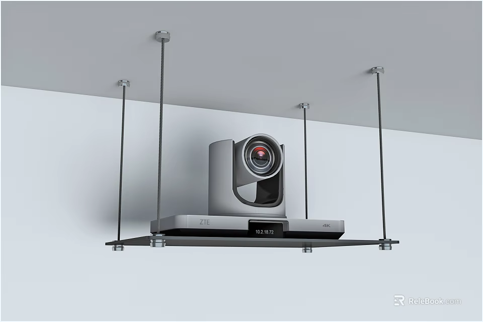 Professional Commercial Video Conference Camera Device Mounted On Modern Suspended Ceiling Shelf 3d model 