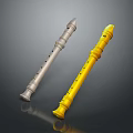 Silver And Yellow Recorders With Shiny Metallic Bodies And Precision Finger Holes