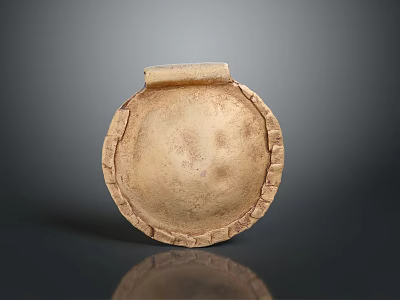 Handcrafted Ceramic Pottery With Round Shape Textured Surface And Decorative Edge 3d model