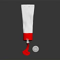Red Paint Squeezing From Art Tube With White Cap On Black Surface 3d model