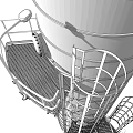 Industrial Vertical Storage Tank Structure With External Ladder And Metal Access Platform