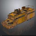 Rusty Vintage Military Vehicle With Armored Body And Roof Platform Structure