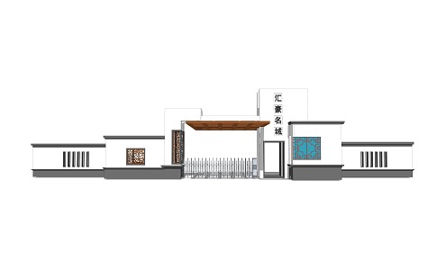 New Chinese-style Gate Entrance 3d model