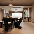 Elegant Living and Dining Room Interior Design With TV Sofa Chairs Mirror Plant and Window