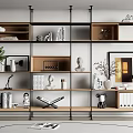 Modern Bookshelf Iron Multi-layer Bookshelf Storage Rack Ornaments Combination Hanging Painting 3d model
