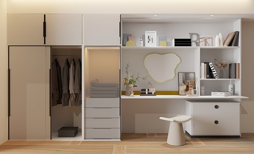 Modern Wardrobe Dressing Table Integrated Cabinet Bookcase 3d model