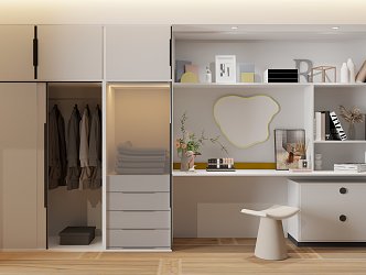 Modern Wardrobe Dressing Table Integrated Cabinet Bookcase 3d model