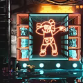 Creative Decorative Lights with Neon Cartoon Character Design and Illuminated Frame Structure
