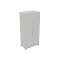 Modern Minimalist Gray Wardrobe Design With Double Panel Doors And Wooden Legs