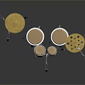Brown Wooden Decorative Drum Set With Stands And Cymbals For Home Living