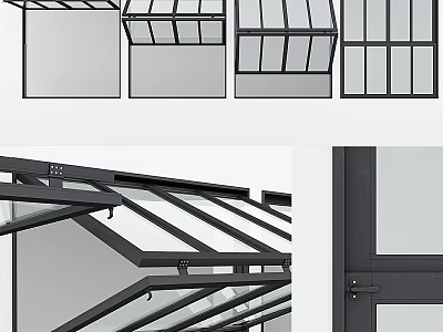 Modern Skylight And Window Designs With Black Frames And Glass Panels 3d model